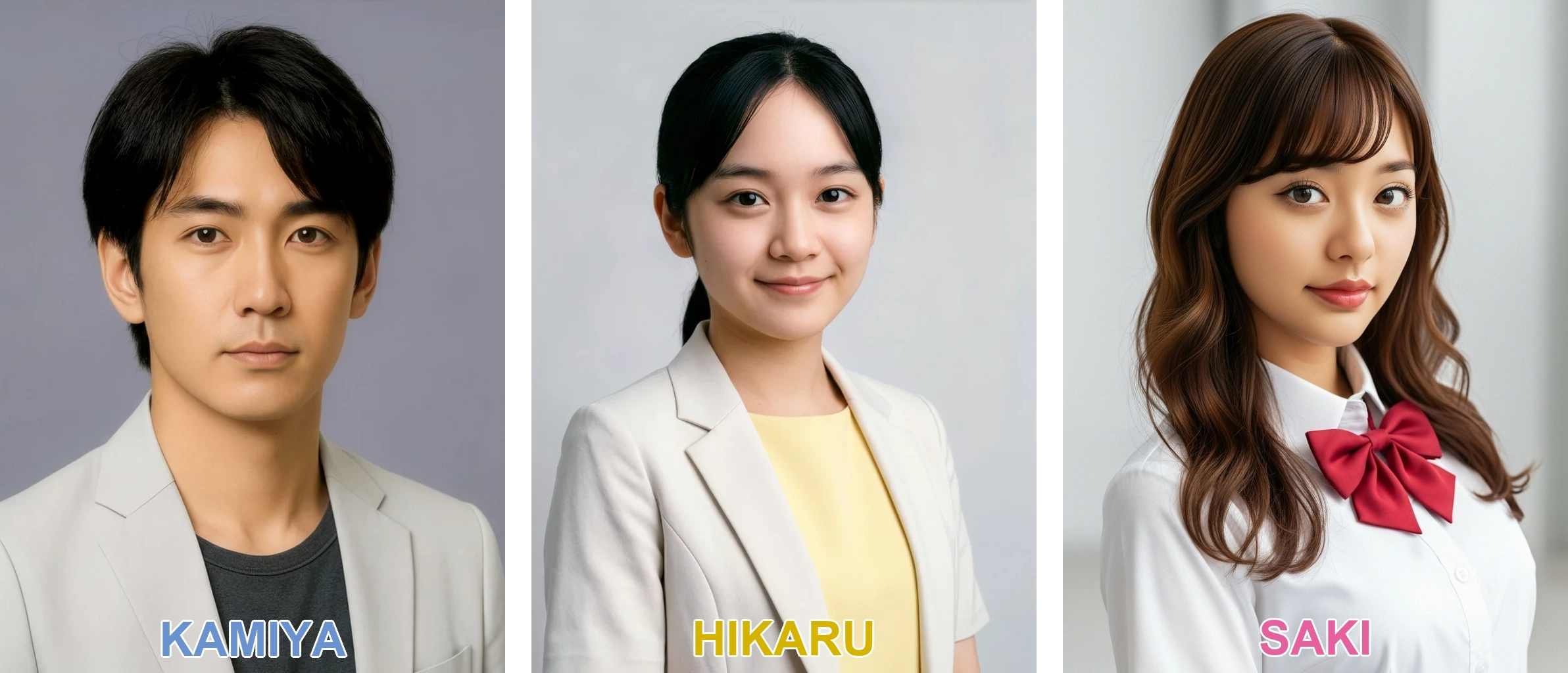 登場人物(KENGO, HIKARU, SAKI)
